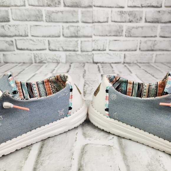 Hey Dude Wendy Boho Women's Size 8 Blue Denim Slip On Comfort Casual Flat Shoes - Picture 4 of 10
